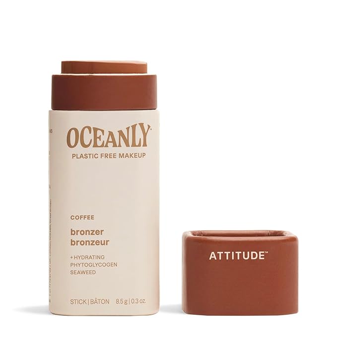 ATTITUDE Oceanly Plastic-Free Lightweight Bronzer Stick, Titanium Dioxide-Free, EWG Verified, Vegan & Cruelty-free Makeup, Coffee, 0.3 Ounces