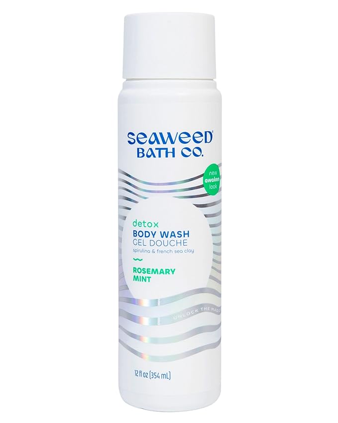 Seaweed Bath Co. Detox Body Wash, Rosemary Mint Scent, 12 Ounce, Shower Gel for Men & Women, Vegan, Paraben Free, Sulfate Free, Cruelty Free