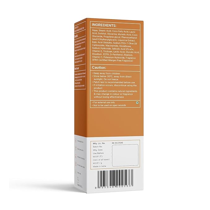 Bye Bye Pigmentation Face Wash | Anti Pigmentation for Women/Men with Niacinamide, Kojic Acid & Glutathione (1, 30g/1.05Oz)