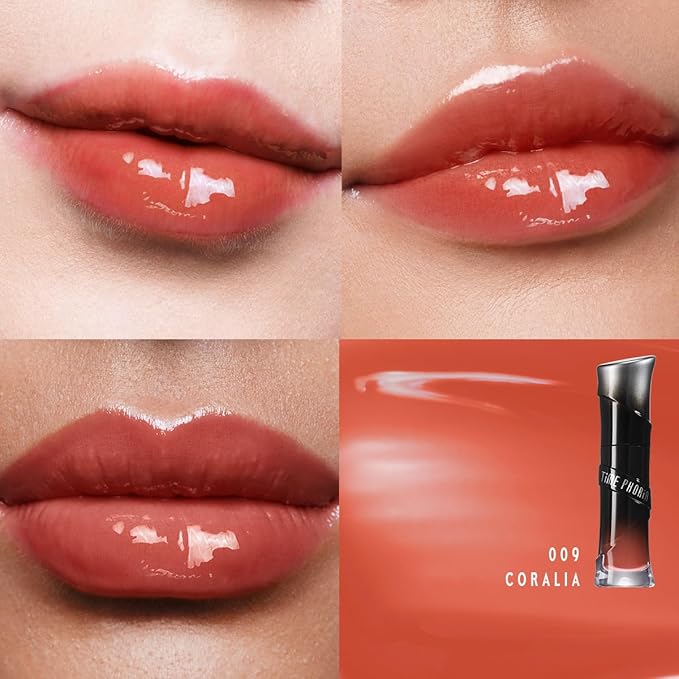 LUNARA FROST 3D LIP GLOSS - Plumping High-Shine Gloss with Hyaluronic Acid | Non-Sticky Glassy Finish | Cooling Sensation | 24H Hydration | Instant Volume Effect (09 CORALIA)