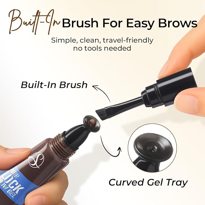 SACE LADY 24H Lock Eyebrow Gel, Waterproof Brow Gel Brown with Built-in Brush, Long-Lasting Natural Pigmented Eye Makeup for Women (01 Light Brown)