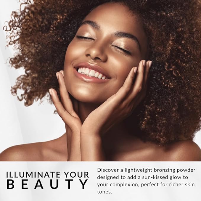 Bronzer by Flori Roberts, Sheer Finish Bronzing Powder Makeup for Women of Color or Deeper Skin Tones, Contours and Highlights for Sun Kissed Glow