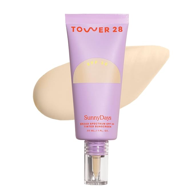 Tower 28 Beauty SunnyDays SPF 30 Tinted Mineral Sunscreen For Sensitive Skin - 2-in-1 Facial Broad Spectrum UVA/UVB Protection + Foundation - Shade 10 LARCHMONT - Light with Yellow Undertones, 1 Fl Oz