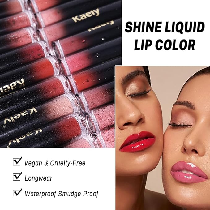 Kaely Longwear No-Budge Lipstick for Women, Highly Pigmented Liquid Lip Color Makeup, Non-Transfer Lip Gloss Stain Waterproof Smudge Proof 24 Hour, Instant Shine, Vegan & Cruelty-Free, 08 PEPPY