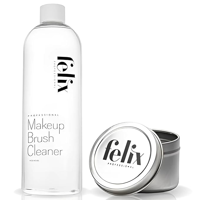 Liquid Makeup Brush Cleaner Solution + Tin starter kit | Rinsless, Quick Drying, Hydrating, Fragrance Free | for Natural and Synthetic Make-up Brushes (8 Fl oz)