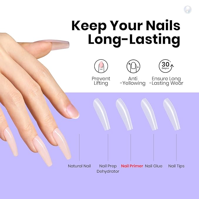 Beetles Nail Primer 15ml Protein Nail Prep for Gel Nail Polish, Upgraded Formula 2 in 1 Nail Bond No Lifting, Peeling, HEMA Free & Acid Free for False Nail Tips Acrylic & U V Gel Gifts for Women