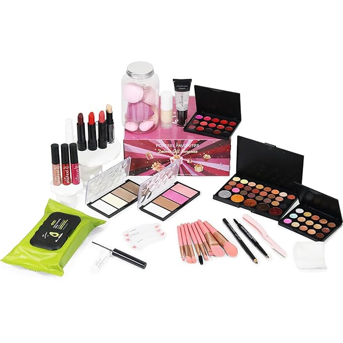 All in One Makeup Kit for Women Full Kit, Christmas Day Gifts Set for Women Girls, Makeup Essential Bundle Include Eyeshadow Palette Lipstick Blush Foundation Concealer Mascara Eyebrow Pencil