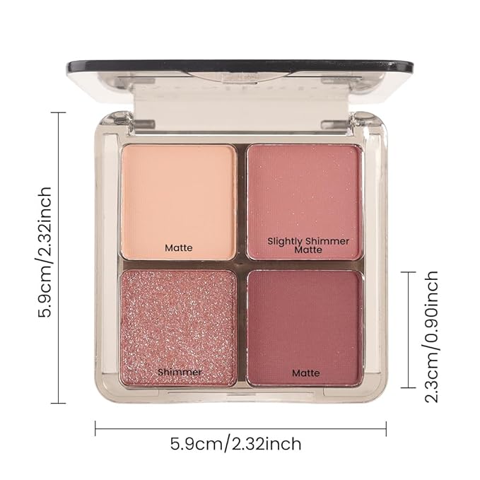 Eyeshadow Quads, Neutral Nude Pink Eye Enhancers Eyeshadow Palette, Metallic and Shimmer Magic Eyeshadow, Velvety Pigmented Creamy Formula, Four Way Quad Eye Shadow Palette For Old Women