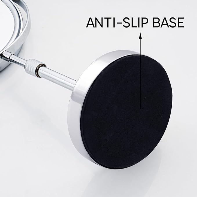 Nicesail 19 Inch Tall Makeup Mirror with 10X Magnification, Make up Mirror 8 Inch Double-Sided, Table Mirror with Pedestal for Shaving, Standing Mirror Height Adjustable Chrome Finish (8 Inch, 10X)