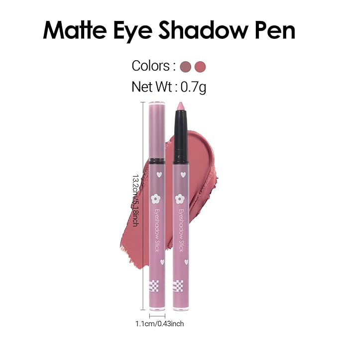 Erinde Rose Brown Eyeshadow Stick, Waterproof Nude Matte Eye Shadow Sticks, Cream Eye Shadow Pencil Crayon, Buildable & Blendable Long-Lasting Eyeshadow for Older Women, Vegan & Cruelty-Free, 106