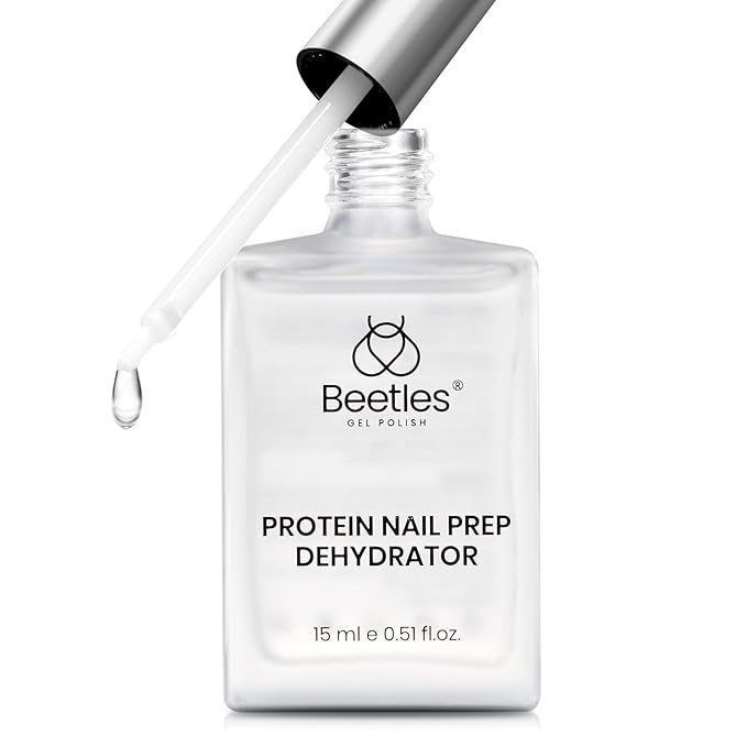 Beetles Nail Dehydrator 15ml Protein Prep for Gel Nail Polish, Upgraded Formula 2 in 1 Nail Bond Air Dry, No Lifting, HEMA Free & Acid Free for False Nail Tips Acrylic & U V Gel Gifts for Wom