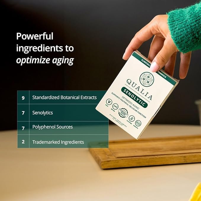 QUALIA LIFE SCIENCES Senolytic Supplement, Fisetin, Quercetin, Piperlongumin & More, Aging Supplement - Supports Optimal Cell Repair & Rejuvenation, Naturally Eliminate Zombie Cells, 1 Month Supply