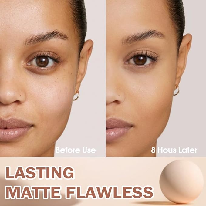 Kaely Pressed Face Powder Compact, Oil Control Flawless Makeup Setting Powder, Perfection Matte Compact Powder Foundation, polvo compacto de maquillaje, Lightweight Waterproof, 03 Pure Beige