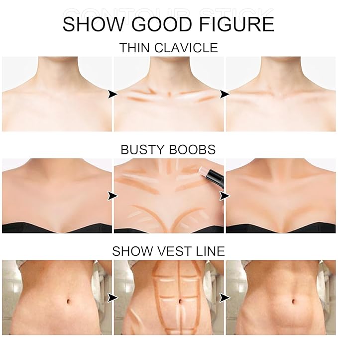 6 Colors Cream Contour Stick Makeup, Primer Face Highlighter Contouring for Beginners, Highlight and Contour Kit, Cream Concealer Makeup Blush Stick, Primer Face Corrector (SET B)