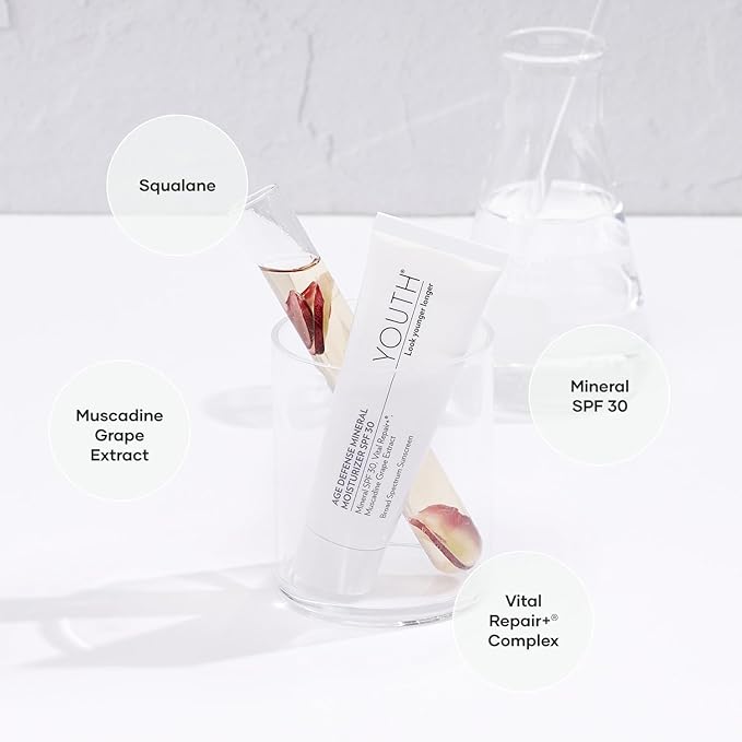 Shaklee - YOUTH - Age Defense Mineral Moisturizer SPF 30 - Mineral-Based with Titanium Dioxide & Squalane - Certified Gluten-Free & Vegan - 1.7 oz