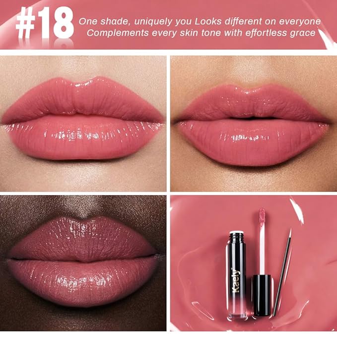 Kaely Longwear No-Budge Lipstick for Women, Highly Pigmented Liquid Lip Color Makeup, Non-Transfer Lip Gloss Stain Waterproof Smudge Proof 24 Hour, Instant Shine, Vegan & Cruelty-Free, 18 NUDE