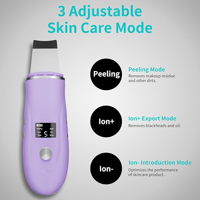 Face Scrubber Skin Spatula - Blackhead Remover Deep Cleansing Tool for Pore Extraction, 4-in-1 Fast Charging Dock Blackhead Remover Face Spatula for Facial Skincare Women Gift (Purple)