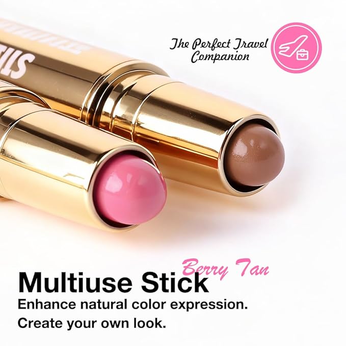 Kaely Contour Blush Multiuse Stick Makeup, Cream Bronzer Contouring Sticks Palette Face Make Up Kit, Ultra-Creamy Radiant Finish Formula, Vegan & Cruelty-free, 03 Beachy Pink