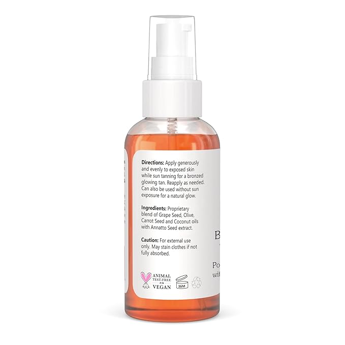 Isabella's Clearly GOLD, Natural Indoor and Outdoor Tanning Oil with Bronzer | Moisturizing Sun Tan Accelerator for a Healthy Bronze Glow with Carrot Seed Oil | Made in USA (4 Oz)