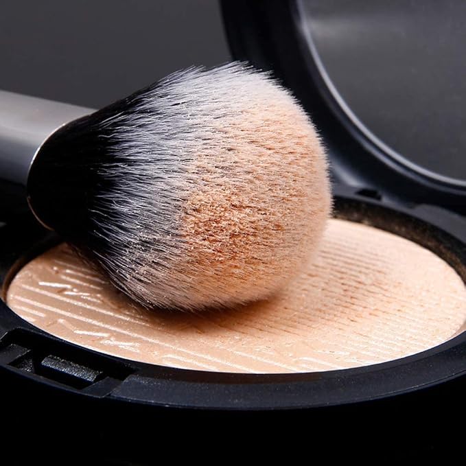 DUcare Makeup Brushes 3Pcs Foundation Contour Bronzer Brush,Concealer Brush,Blusher Powder Brush, Face Kabuki Travel Buffing Stippling Liquid Blending Makeup brush set Black