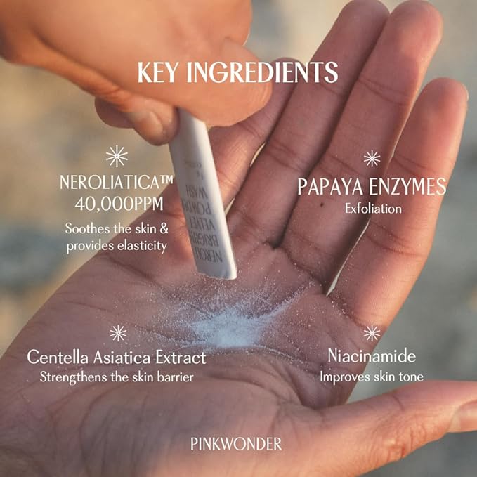 PINKWONDER Neroli Velvet Powder Wash (40EA), Neroli Extract and Enzyme Powder Face Cleansing, Mild Exfoliating, Hydrating and Glowing Skin, Travel Friendly, Korean Skincare