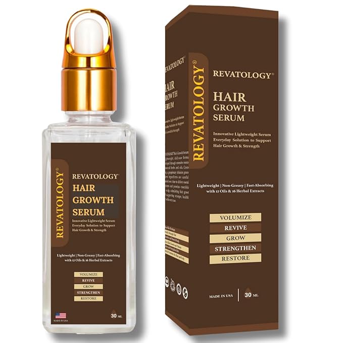 REVATOLOGY Hair Growth Serum and Leave-in Conditioner for Adults (Made in USA) Daily Use Formula 30 Oils and Herbal extracts Boosts Regrowth & Strengthens Roots | Cruelty & Chemical Free