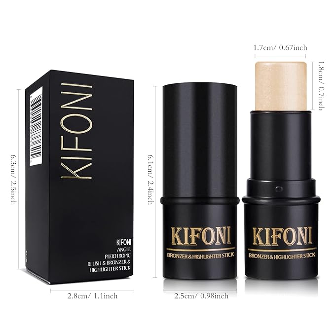 2 Pcs Cream Contour Stick Makeup Kit, Cream Highlighter Stick & Contour Bronzer Stick for Cheeks, Lightweight Blendable Smooth -Highlighter & Bronzer (#05 Beige Gold #08 Brown)