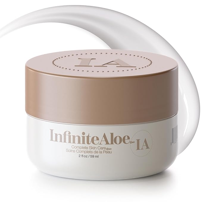 InfiniteAloe Complete Skin Care, Aloe Vera Powered Face and Body Cream for Dry Skin Relief, Fragrance Free - Small Jar 2 oz