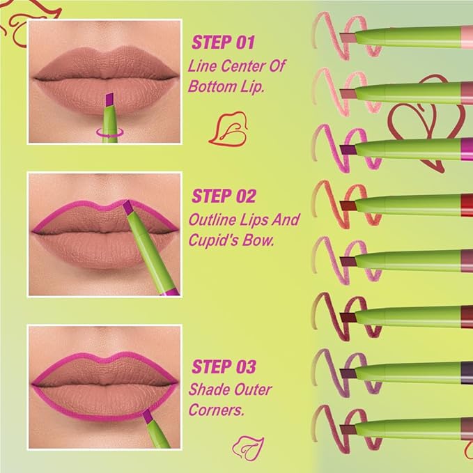 evpct Hot Pink Triangle Lip Liner Pencil Stick for Women, Retractable Lips Liner Pen Triangle Tip for Sculpting & Filling & Plumping, Longwear Lipliners Pencil, Vegan Cruelty Free Lip Filler Plumper