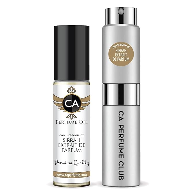 CA Perfume Duo Impression of Sirrah Extrait de Parfum For Women And Men Perfume Layering Set Long Lasting Travel Size EDP + Body Oil Roll-On Bottle 0.27 Fl Oz+0.33 Fl Oz