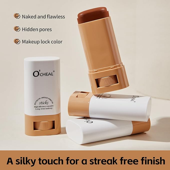 O'CHEAL Face Foundation Contour Stick Long-wear Lightweight Brighten Blemish Contouring Face Concealer Foundation Stick Beauty Makeup 01#