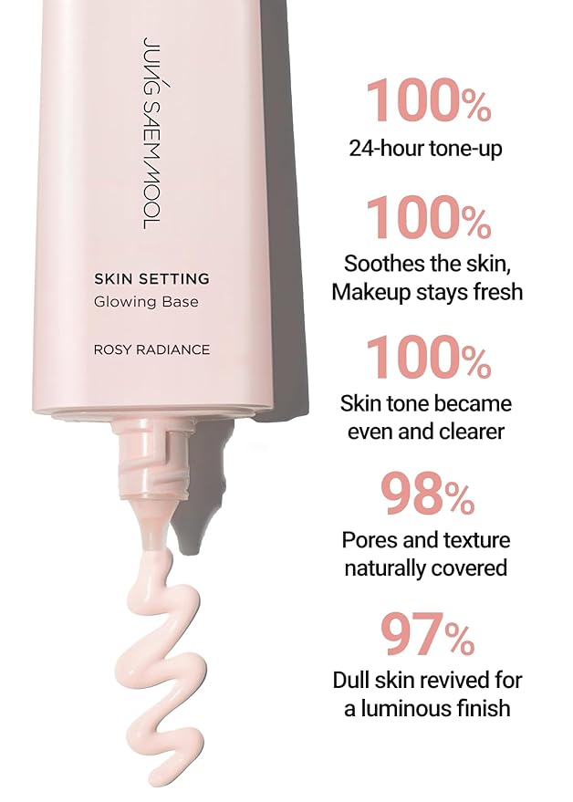 JUNG SAEM MOOL Skin Setting Glowing Base 1.35 Fl Oz, Hydrating Primer with Fine Pearls for Radiant Glow, Pore-Smoothing Pink Flower Complex, Makeup Base for Dry and Combination Skin, Korean Makeup