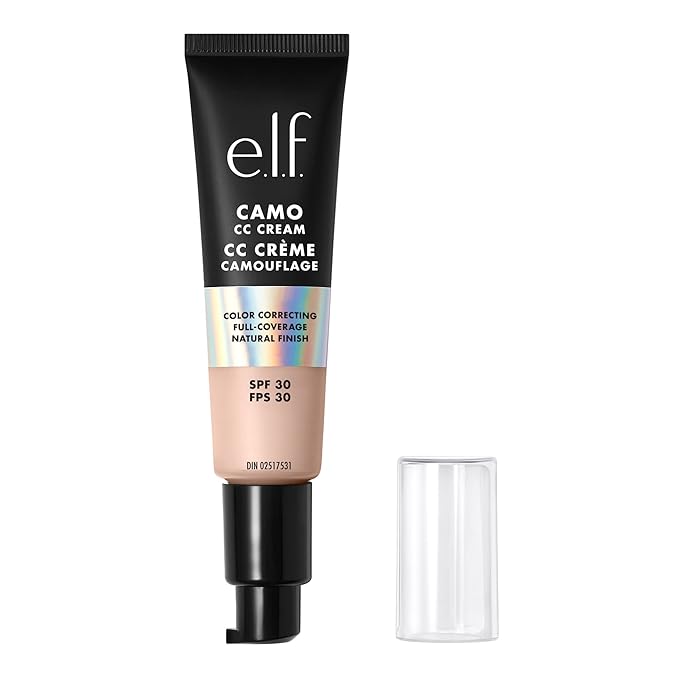 e.l.f. Camo CC Cream, SPF 30 Color-Correcting Medium-To-Full Coverage Face Foundation, Delivers An Airbrushed Finish, Vegan & Cruelty-Free, Fair 125 C