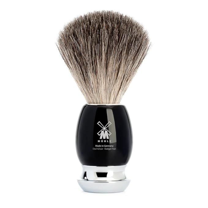 MÜHLE VIVO Black Resin Pure Badger Shaving Brush - Luxury Shave Brush for Men, Rich Lather