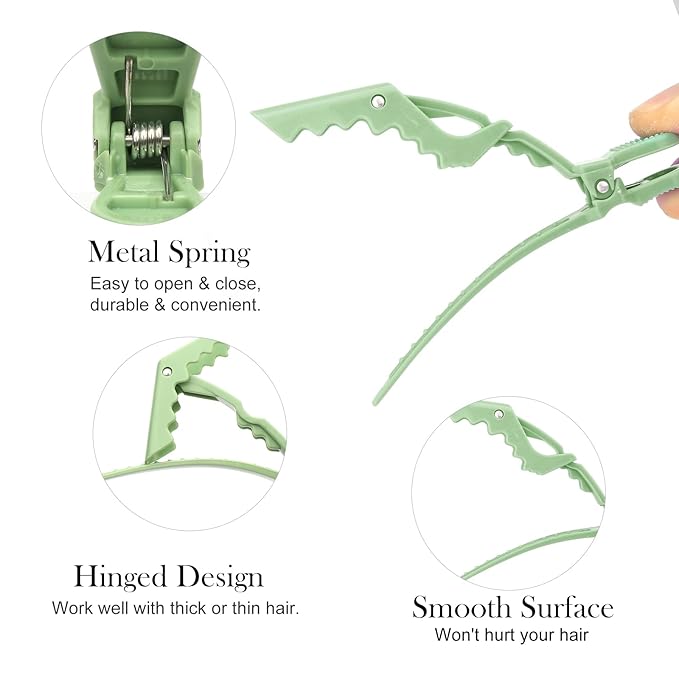 Ondder 24 Pack Alligator Hair Styling Clips - Large Green Hair Clips for Styling, Sectioning, Professional Salon Use