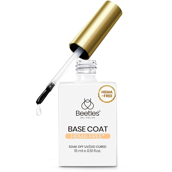 Beetles Gel Polish Gel Base Coat HEMA Free, TPO Free Base Gel Nail Polish 15ml Soak Off LED Nail Lamp Base Coat Upgraded Formula Long-Lasting DIY at Home and Nail Salon