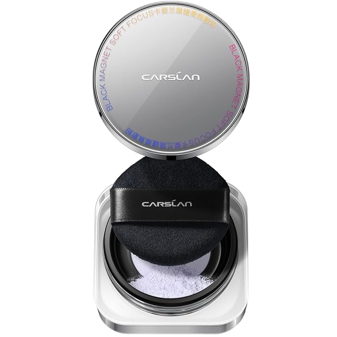 CARSLAN 2.0 Black Magnet Soft Focus Make Up Powder, Waterproof Loose Setting Powder, 24H Longlasting, Oil Control, Talc-Free Face Powder, 03 Light Purple For Sensitive Skin, 0.28Oz