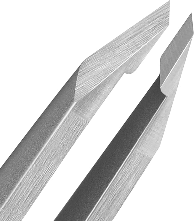 Tweezers for Women Facial Hair, Precision Slant Eyebrow Tweezers, Sharp Plucker for Remove Hair and Blackhead, With Travel Case (Silver)