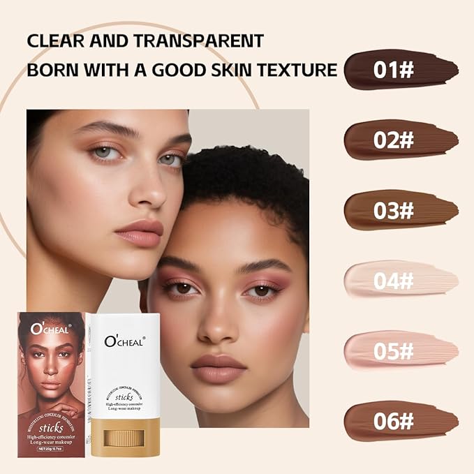 O'CHEAL Face Foundation Contour Stick Long-wear Lightweight Brighten Blemish Contouring Face Concealer Foundation Stick Beauty Makeup 05#