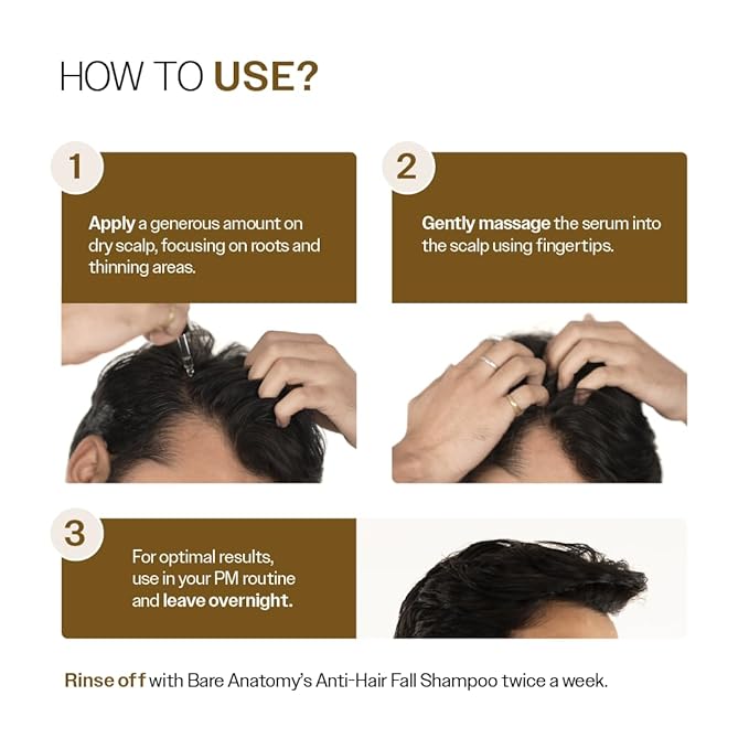 Bare Anatomy Advanced Hair Growth Serum| 3% Redensyl - 2x Better Results than Minoxidil | +4% Anagain + 3% Baicapil | Rosemary, Biotin | Hair growth & Hair fall control serum for Women Men | Pack of 3