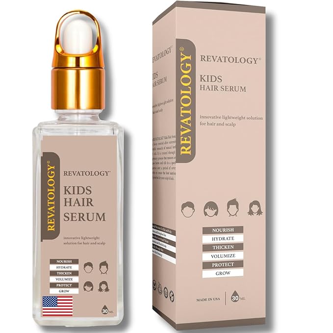 REVATOLOGY Kids & Babies Leave-In Growth & Conditioning Serum (Made in USA) Hair Growth Product with 30 Botanicals | Anti-Dandruff & Anti-Frizz for Curly/Thin/Thick Hair | Chemical & Cruelty-Free