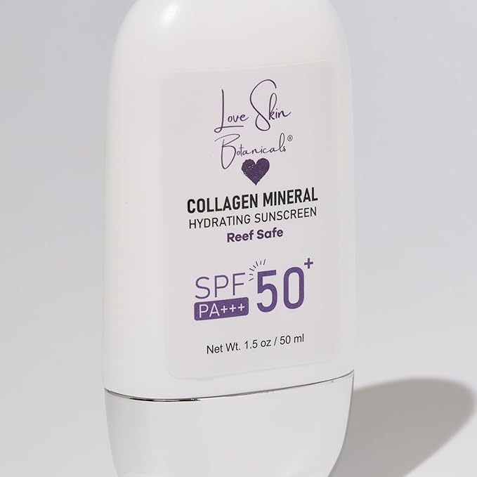 Collagen Mineral Sunscreen SPF 50 PA+++ – Clear-No Tint | 100% Mineral, Reef-Safe, Chemical-Free, Unscented, Daily Face Sunscreen