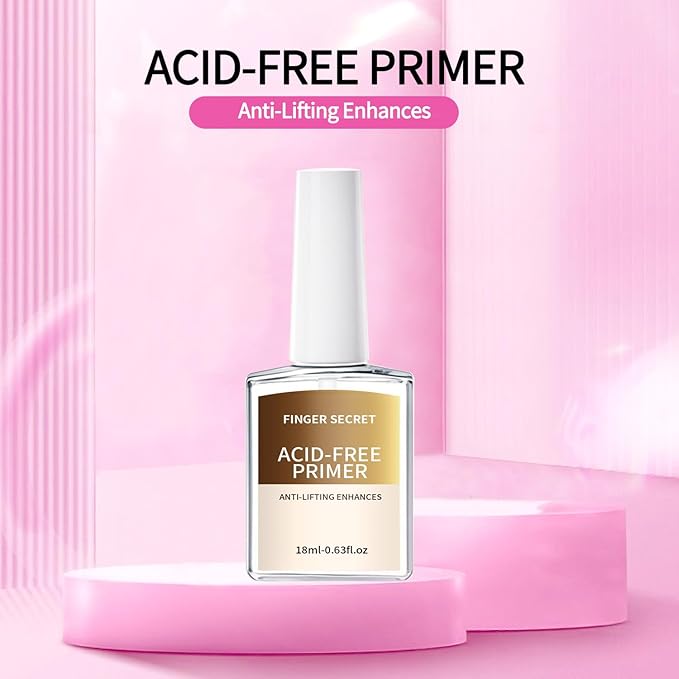 18ml Acid-Free Primer for Gel Nail Polish 0.63floz, Fast Air Dry Base Coat Nail Primer Bond, Builder Gel for Acrylic Nails Art Design In Salon Or Home Use