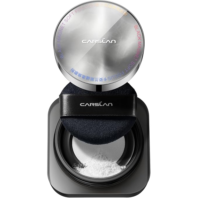 CARSLAN Black Magnet Soft Focus Make Up Powder, Waterproof Loose Setting Powder, 24H Longlasting, Oil Control, Talc-Free Face Powder, 02 Translucent For Oily Skin, 0.28Oz