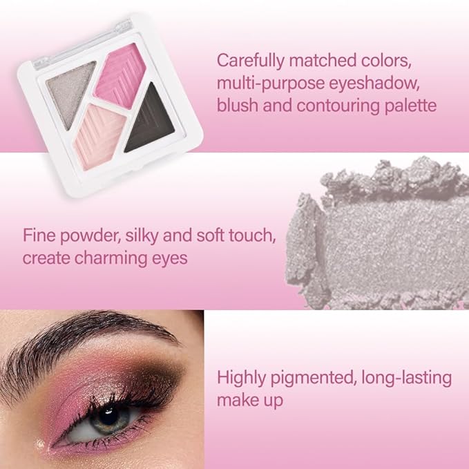 Neutral Smoke Red Eye Shadow Palette, Metallic and Shimmer Magic Eyeshadow Makeup, Velvety Pigmented Creamy Formula, Four Way Quad Eye Shadow Palette For Old Women, (01#Smoke Red)