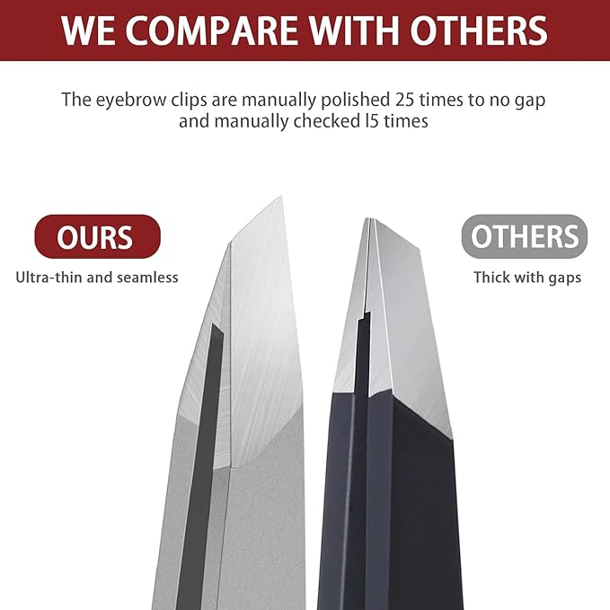 Tweezers for Women Facial Hair, Precision Slant Eyebrow Tweezers, Sharp Plucker for Remove Hair and Blackhead, With Travel Case (Silver)