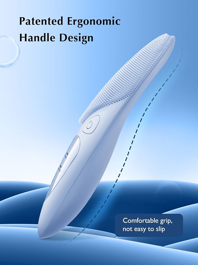 COSLUS Facial Cleansing Brush Silicone Face Scrubber: IPX7 Waterproof Rechargeable Face Wash Brush, 4 Cleansing Modes , Electric Face Brush for Cleaning, Exfoliating, Massaging