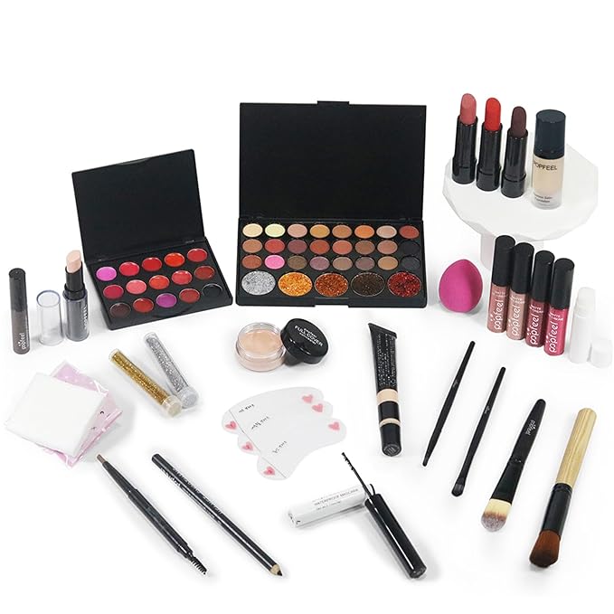 All in One Makeup Kit for Women Full Kit, Christmas Day Gifts Set for Women Girls, Makeup Essential Bundle Include Eyeshadow Palette Lipstick Blush Foundation Concealer Mascara Eyebrow Pencil