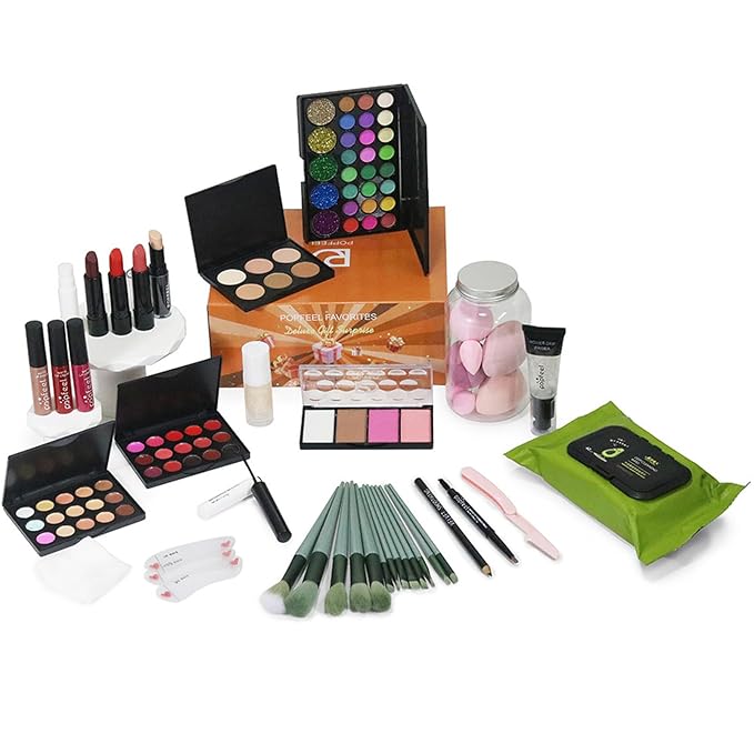 All in One Makeup Kit for Women Full Kit, Valentine's Day Gifts Set for Women Girls, Makeup Essential Bundle Include Eyeshadow Palette Lipstick Blush Foundation Concealer Mascara Eyebrow Pencil