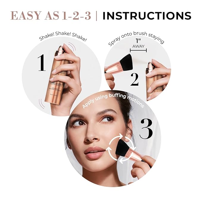 LUMINESS Face Time All In One Makeup Kit - Includes Face Palette, Airbrush Foundation, and Makeup Brush - Long-Wearing, Silky, Soft, Easy to Blend, 3-PC Make Up Set (07 - Warm)